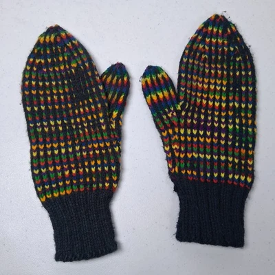 Mitones Arco Iris Vintage Adulto Talla Única Tejidos Moteados Retro Funky Pride Foto 1 de 4