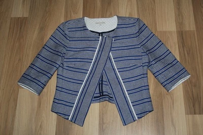 Chaqueta Rebecca Minkoff Mujer Talla S Blazer Ella Rayas Tweed Cuero Borde EE. UU. Foto 1 de 4
