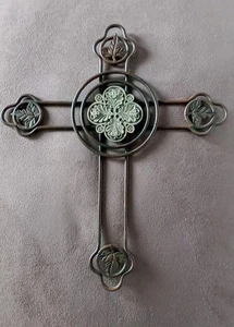 Metall Kreuz Blatt Design Wandbehang rustikal christlich 12x10,25" 15 - Bild 1 von 7