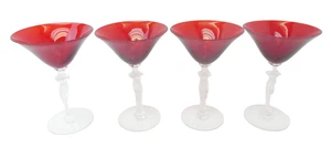 Set of 4 Morgantown Monroe Spanish Red Cocktail Glasses Decorative Chipped - Picture 1 of 14