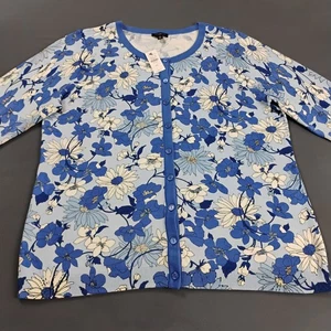 Talbots Charming Cardigan Falling Floral Womena's Size PL Multicolor NWT $89 - Picture 1 of 12