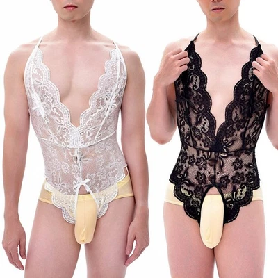 Elegant Sleeveless Pajamas for Men in Soft Tulle and Stylish Lace Finish - image 1 of 4