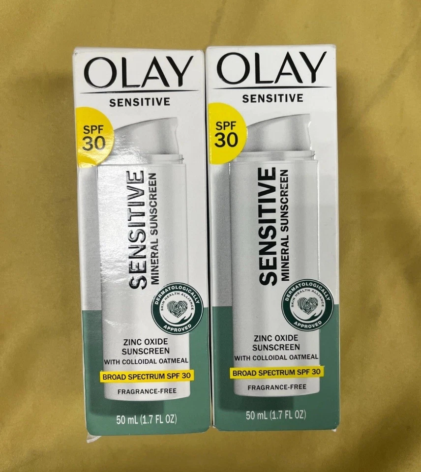 Lot 2 Olay Sensitive Mineral Sunscreen Zinc Oxide Sunscreen SPF 30- Exp: 2/25 - Image 1 of 1