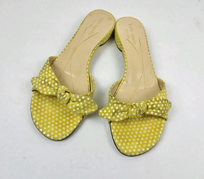 Сандалии-слипоны Kate Spade NY желтые в горошек с бантом размер 6C - Изображение 1 из 4
