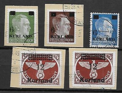 German Occupation Kurland stamps 1945 MI 1-4A-B signed vanLooBPP CANC VF - Image 1 of 2