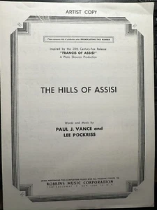 F 1961 FRANCIS OF ASSISI movie sheet music (Dolores Hart) - Picture 1 of 4