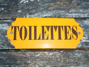 PLAQUE DE PORTE EMAILLEE Toilettes ORANGE EMAIL VERITABLE NEUVE FAB. EN FRANCE - Picture 1 of 1