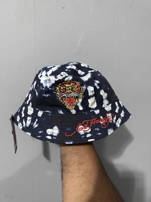De colección Y2K ED HARDY Tie Dye Bordado Tigre Reversible Hombre Sombrero Cubo Foto 1 de 2