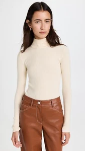 AYR womens Visionary Turtleneck Sweater size XL Sweet Cream 30% Wool Mock Neck - Picture 1 of 8