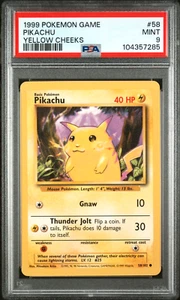1999 Pokemon Game Base Set #58 / 102 Pikachu Yellow Cheeks Graded PSA 9 MINT TCG - Picture 1 of 2