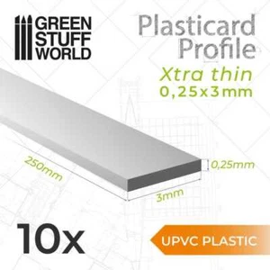 Green Stuff World 10825 uPVC Plasticard Profile - Xtra-thin 0,25x3mm (SET 10pcs) - Picture 1 of 1