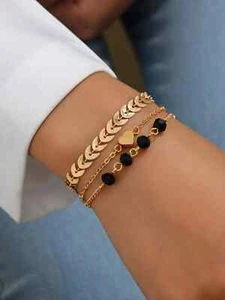 3pcs/set Heart & Bead Decor Bracelet For Women Fashion Jewelry Accessories for - Picture 1 of 4