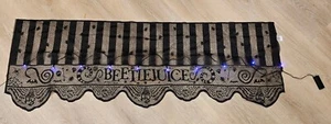 BEETLEJUICE Striped Black Lace Halloween Mantle Scarf Purple Lights 60"x20" - Picture 1 of 7