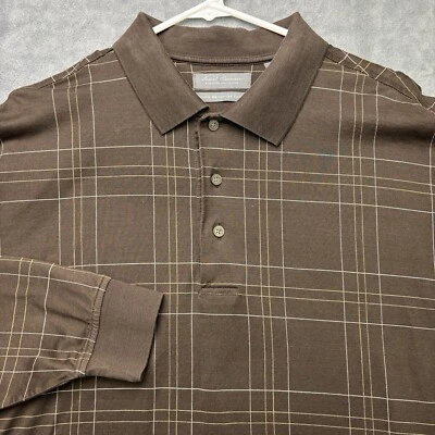 Camisa polo masculina marrom grande manga longa Daniel Cremieux Signature Collection - Imagem 1 de 4