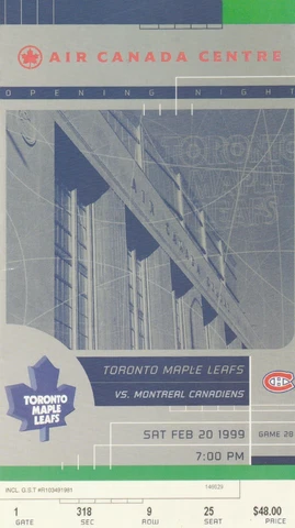 FEB.1999 A C CENTRE TORONTO - CANADIENS GAME TICKET Cover