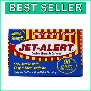 Jet Alert Double Strength 200mg Caplets - 90 Ct Non-Habit Forming Alertness Aid - Picture 1 of 6