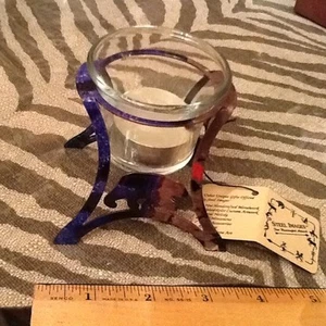 Multi-color Metal Candle Holder Home Decor Bear Tea Light by Steel Images - Picture 1 of 3