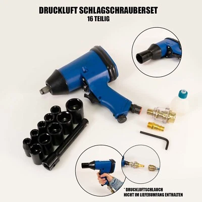 Mauk Druckluft Schlagschrauber Set 1/2 Zoll 180 Nm 16 teilig Druckluftschrauber - Bild 1 von 4