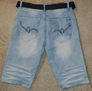 Rocawear Belted Acid Wash Denim Jean Shorts With 2% Stretch Mens Size 32 - Picture 1 of 10