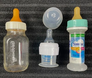 Reborn Doll Baby Bottle Lot Vintage Evenflo Glass Preemie Brown's Similac - Picture 1 of 1