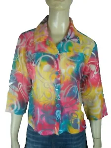 TONI MORGAN ladies size Small top sheer colourful lightweight blouse - Picture 1 of 7
