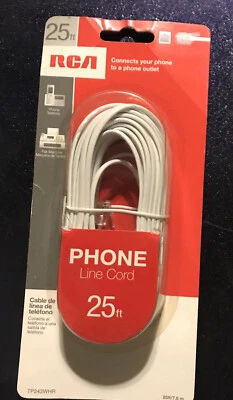 Audiovox Phone Line Cord, White, 25-Ft. - Image 1 of 4