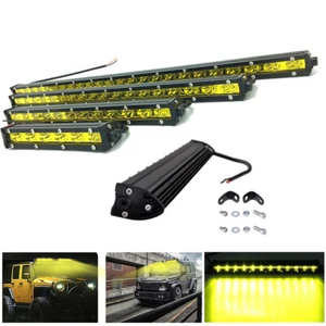 7/13/20/25/32/38/45/50 in Ultra Slim Yellow Led Work Light Bar Offroad 18W-144W - Picture 1 of 48