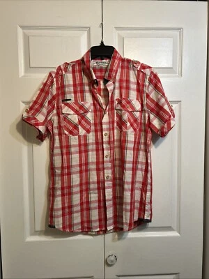 NWT AKOO Men’s Frenzy Red Plaid With Pockets & Logo Size M Medium 100% Cotton - Image 1 of 4