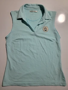 Nike Golf Top Womens Medium Blue White Striped Sleeveless Disney World Collared - Picture 1 of 10