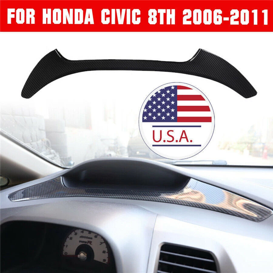 Carbon Fiber Look Middle Control Speedometer Strip Trim For 2006-11 Honda Civic Foto 1 de 4