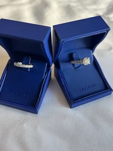 Petite Crescent RoyalT Round Solitaire Engagement Ring and Petite Wedding Band - Picture 1 of 11