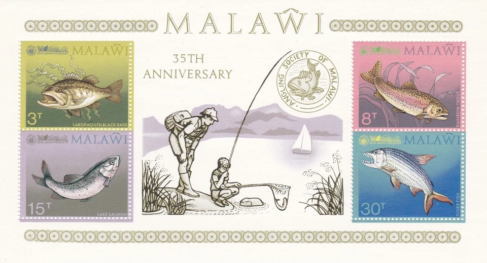 MALAWI #217-220a MNH 30th ANNIV. OF ANGLING SOCIETY OF MALAWI SOUVENIR SHEET - Image 1 of 1