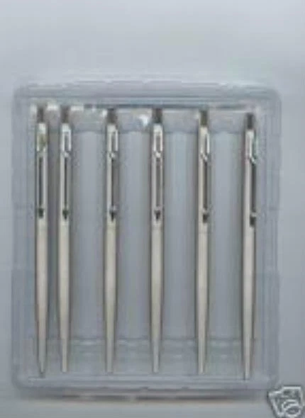 Lote De 6 Bolígrafos Parker Clásicos Acero Inoxidable Negro Fino Pt Hecho En Reino Unido Foto 1 de 1