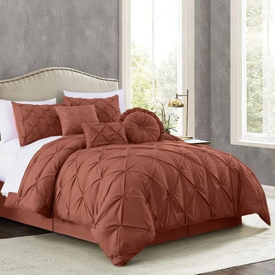 Chezmoi Collection Sydney 7-Piece Pinch Pleat Microfiber Comforter Bedding Set - Image 1 of 4
