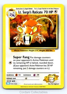 Lt. Surge's Raticate Holo CLB 016/034 - Pokemon Classic Collecton - Near Mint - Picture 1 of 2