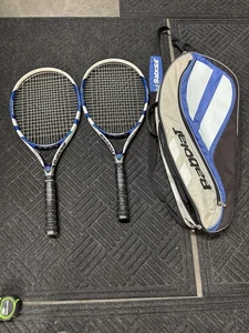 Set 2 racchette Babolat Over Drive 110 con borsa Babolat 4 impugnatura 3/8 USATE MOLTO - Foto 1 di 18