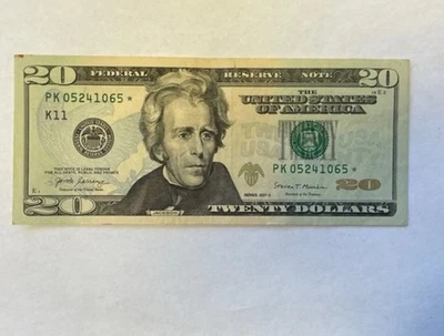 One Twenty (20) Dollar Star Note US Federal Reserve Note 2017 - Image 1 of 2