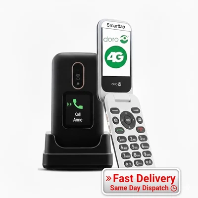 Doro 6880 4G Unlocked Flip Mobile Phone for Seniors External Display Black - Image 1 of 3