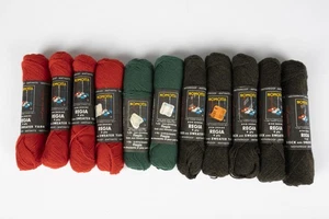 11 Skeins Vintage Nomotta Regia Yarn 4 ply Sock & Sweater Yarn Red Green Brown - Picture 1 of 7