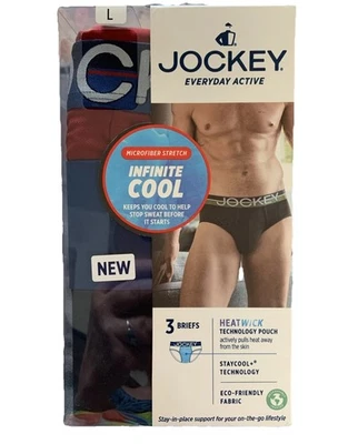Jockey Men's Infinite Cool Microfiber Stretch Brief  Size Large - 3 Pack - Image 1 of 4