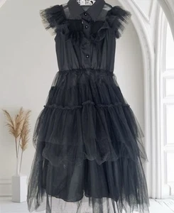 Girls’ Gothic Dress 4-5Y Witchy Victorian Vampire Halloween Wednesday Addams - Picture 1 of 7