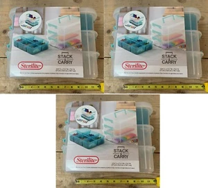 Sterilite 14138606 3 Layer Stack & Carry Storage Box 10.6 x 7.2 x 7.6 Pack of 3 - Picture 1 of 5