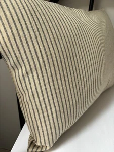 Handmade Susie Watson Charcoal Dimity Stripe 16" x 24" Cushion Cover BOTH SIDES - Picture 1 of 15