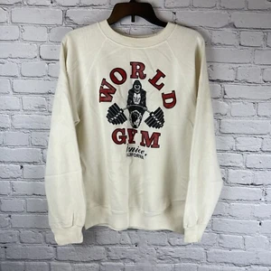 World Gym Gorilla Venice California Raglan Sweatshirt Large Vintage 1980s READ - Picture 1 of 9