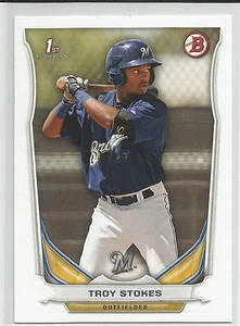 Troy Stokes Milwaukee Brewers 2014 Bowman Draft Card - Picture 1 of 2