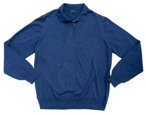 Vintage Neiman Marcus Wool Blend Polo Sweater Mens XXL Blue Long Sleeve Italy - Picture 1 of 5