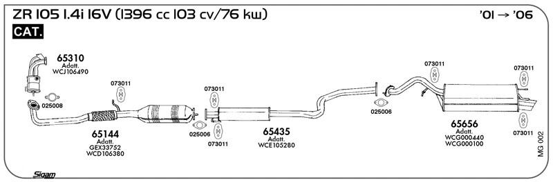 CATALIZZATORE PER MG ROVER ZR 105 1.4i 16V 1396 cc 103 cv/76 kw Cat 2001/2006 - Imagen 1 de 1
