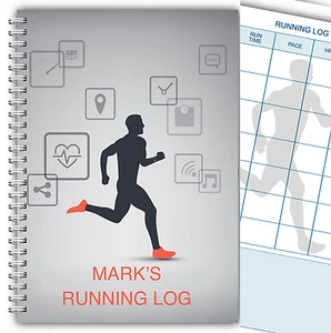A5 PERSONALISIERTES LAUF JOGGEN LOGBUCH TAGEBUCH 100 Seiten FÜR IHN REKORDMANN 02 - Bild 1 von 5