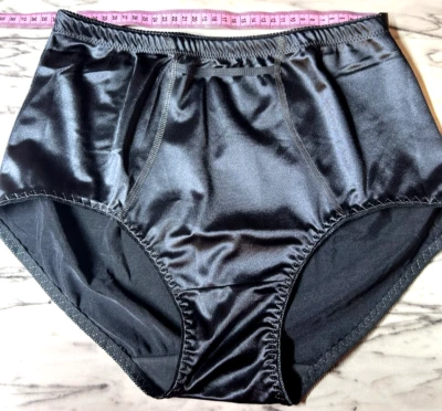 VTG SZ L Second Skin panties GLOSSY WET SATIN Grey - Image 1 of 4