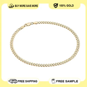 10K Yellow Gold Franco Ankle Bracelet, Size 10 - Picture 1 of 5